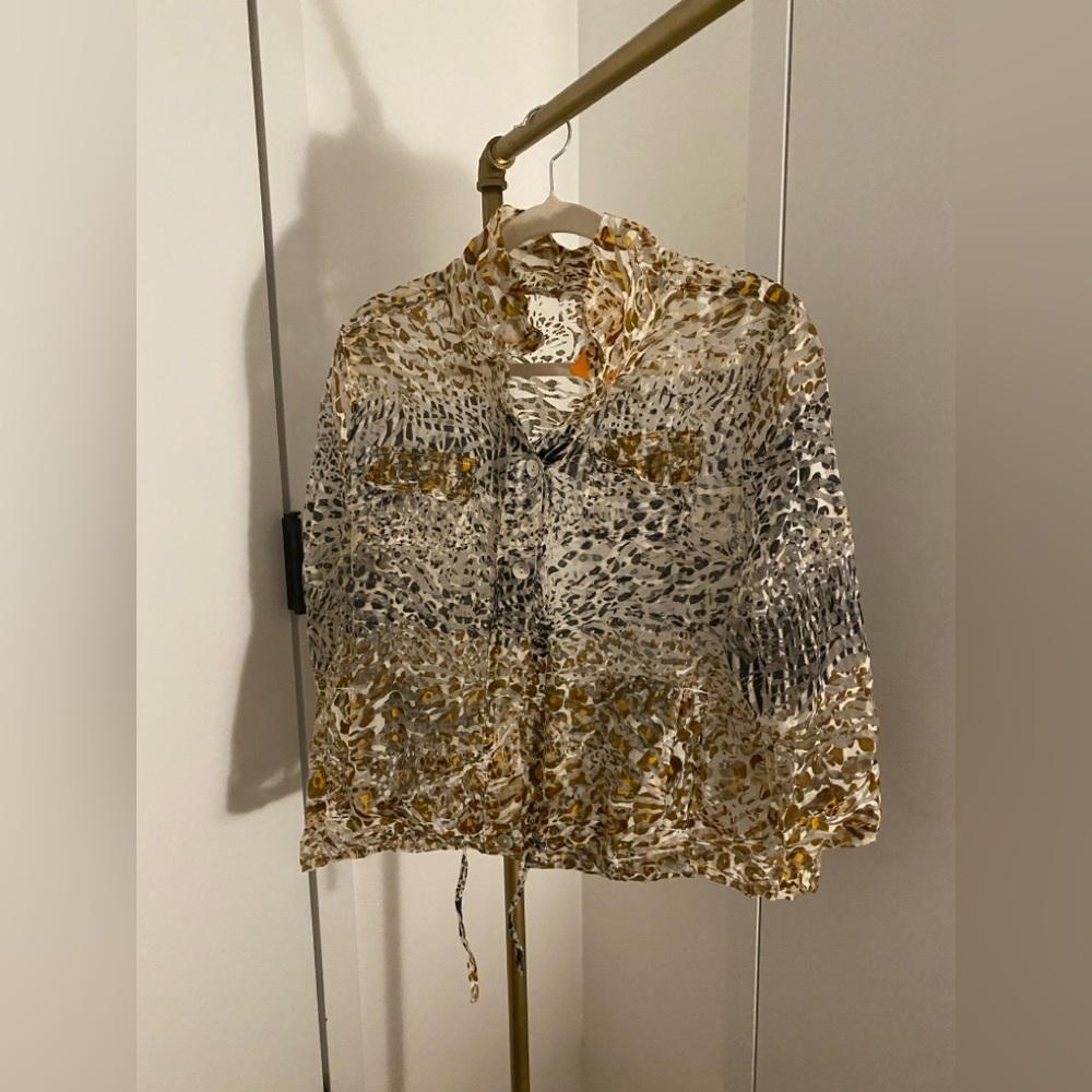 Leopard print mesh shirt with adjustable drawstring #leopardprint
